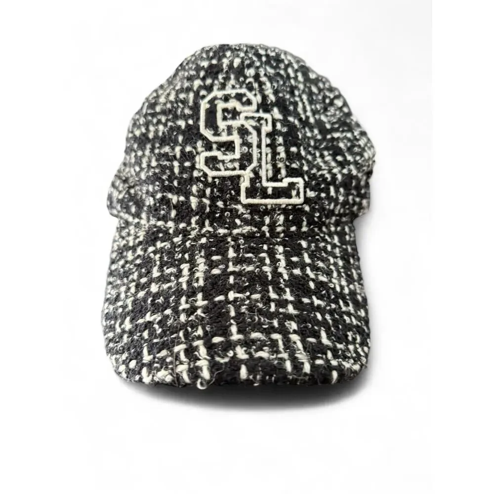 Saint Laurent YSL Tweed Wool Blend Logo Baseball Cap 56 Small